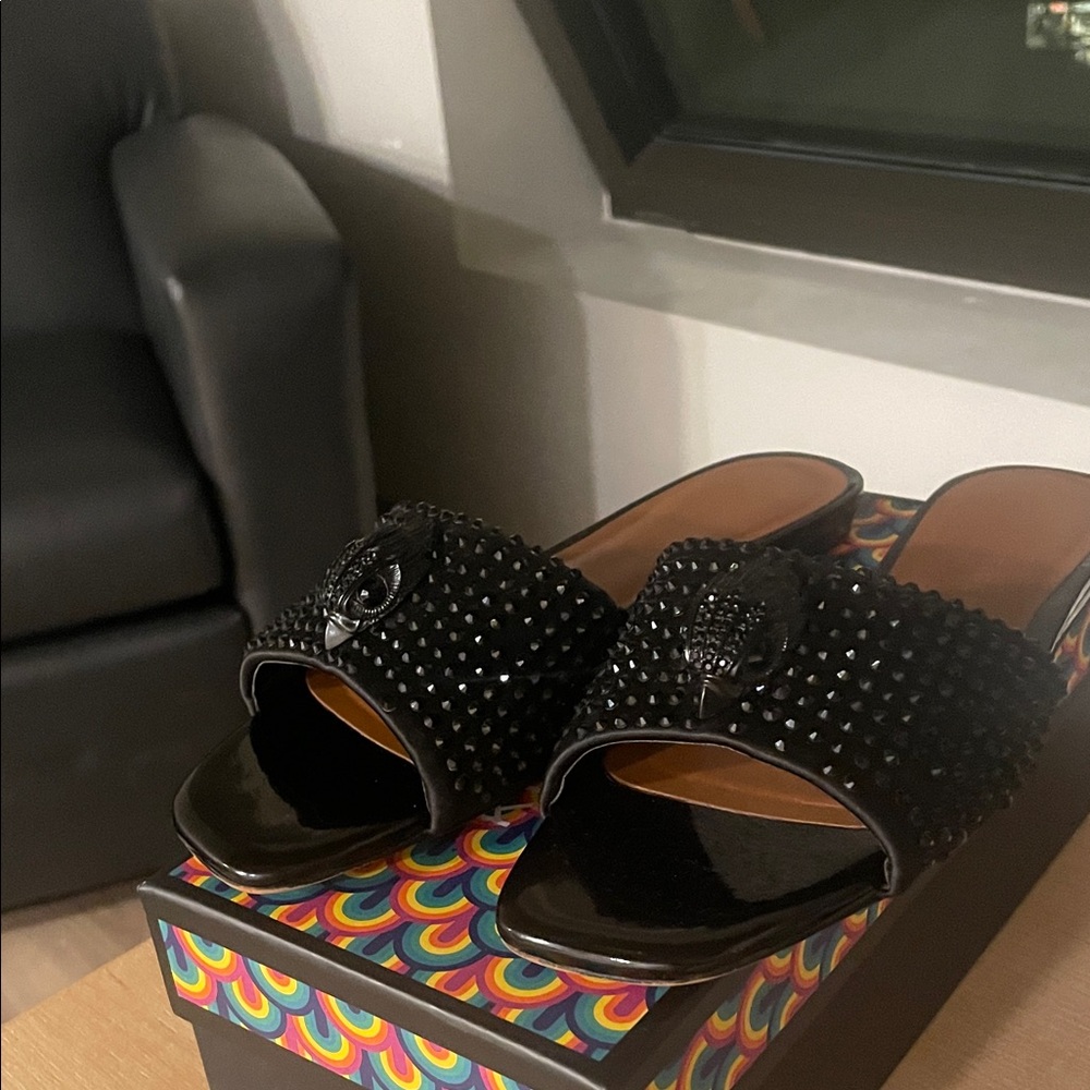 Kurt Geiger Black Studded Mules